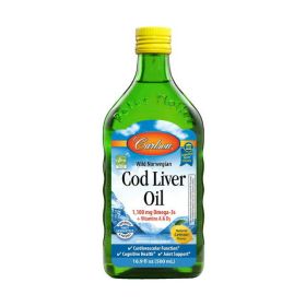 Carlson Wild Norwegian Liquid Cod Liver Oil, 1100 mg Omega-3s, 16.9 fl oz, Lemon